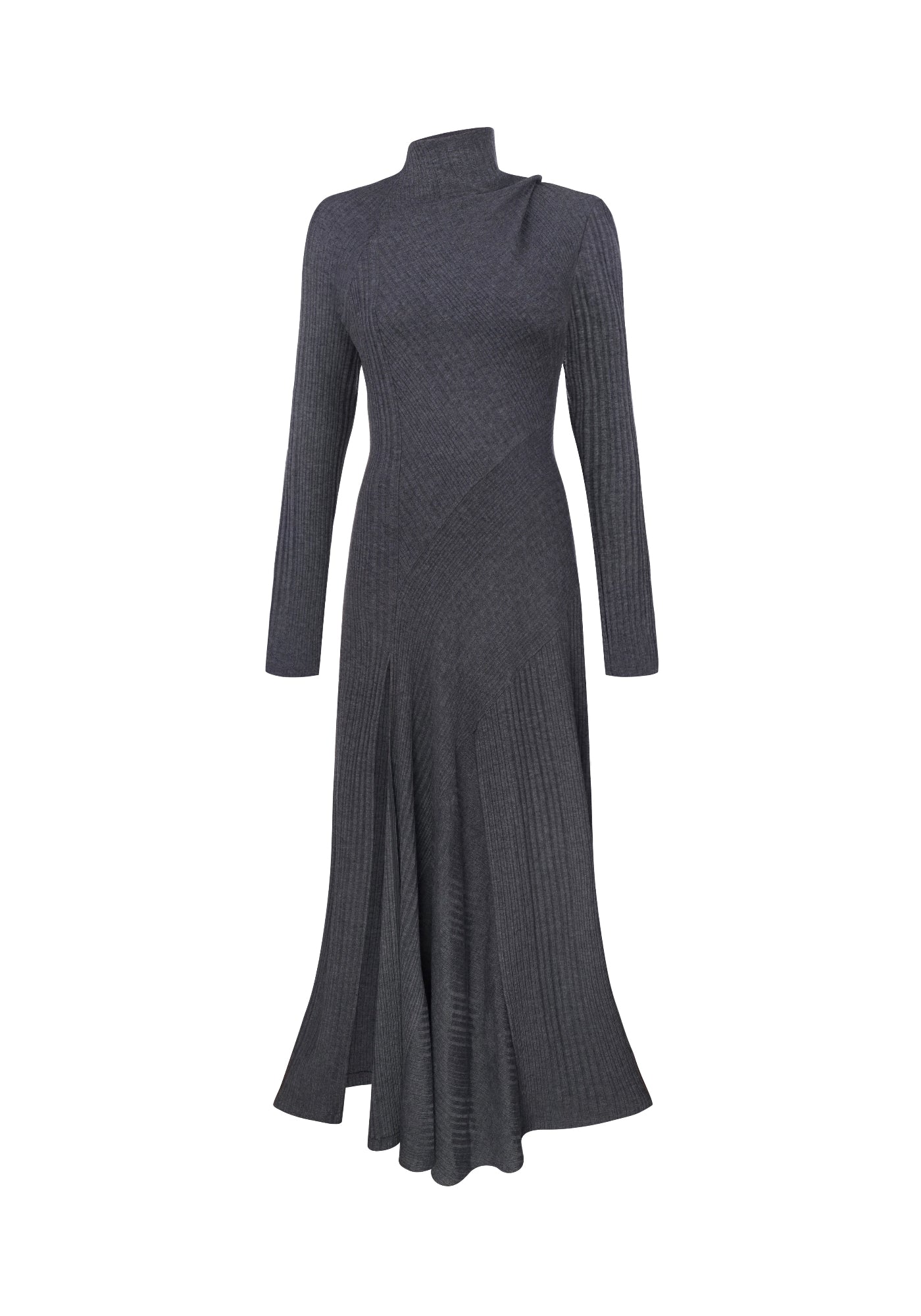 Grey knitted asymmetric dress