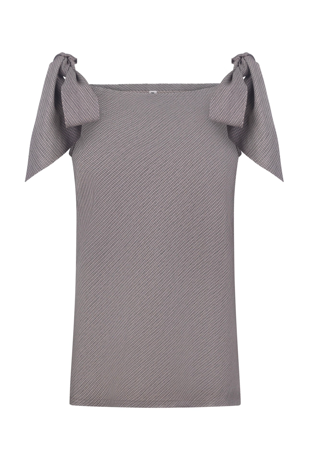 Grey silk top with bows