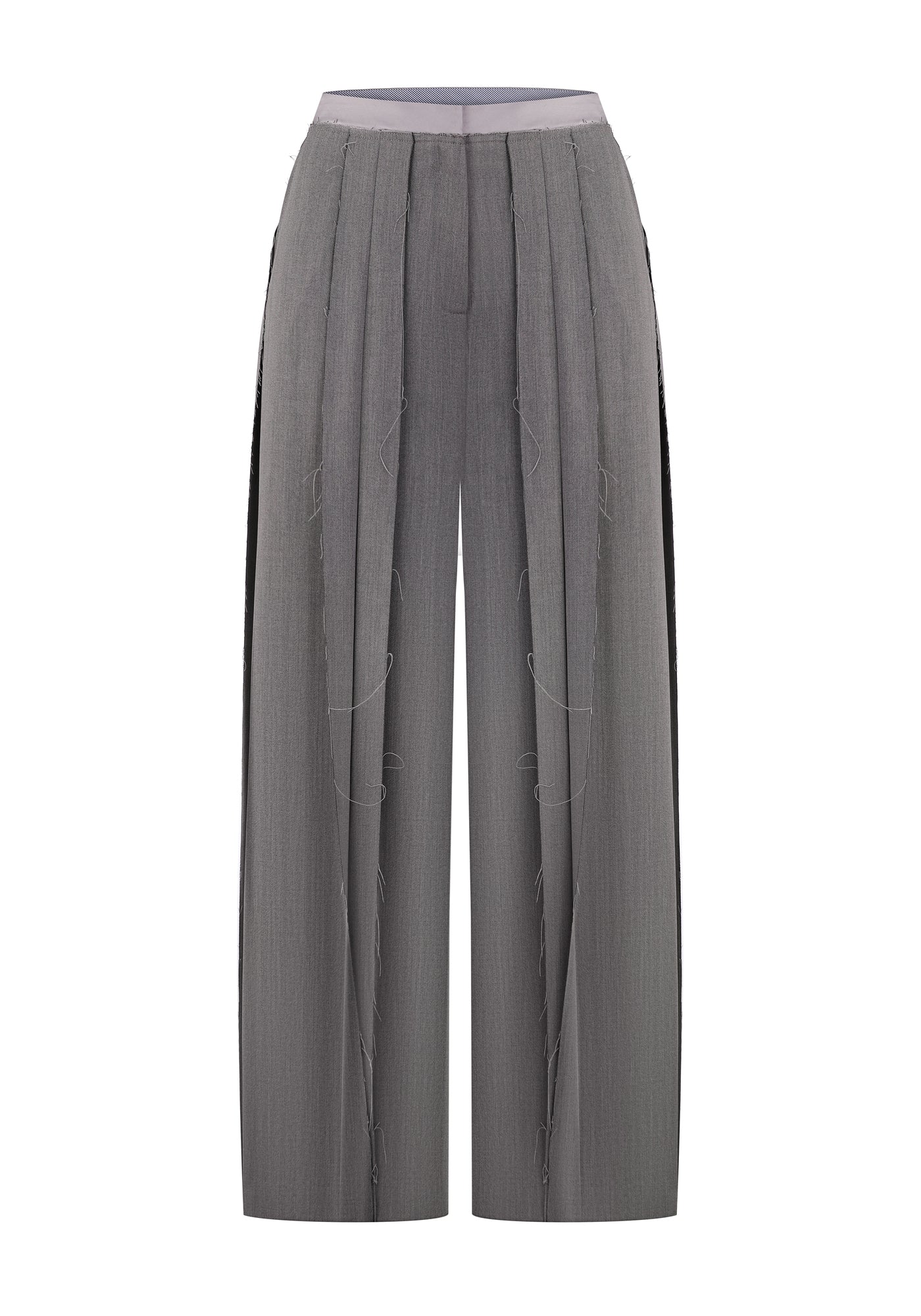 Light grey trousers with raw cuts