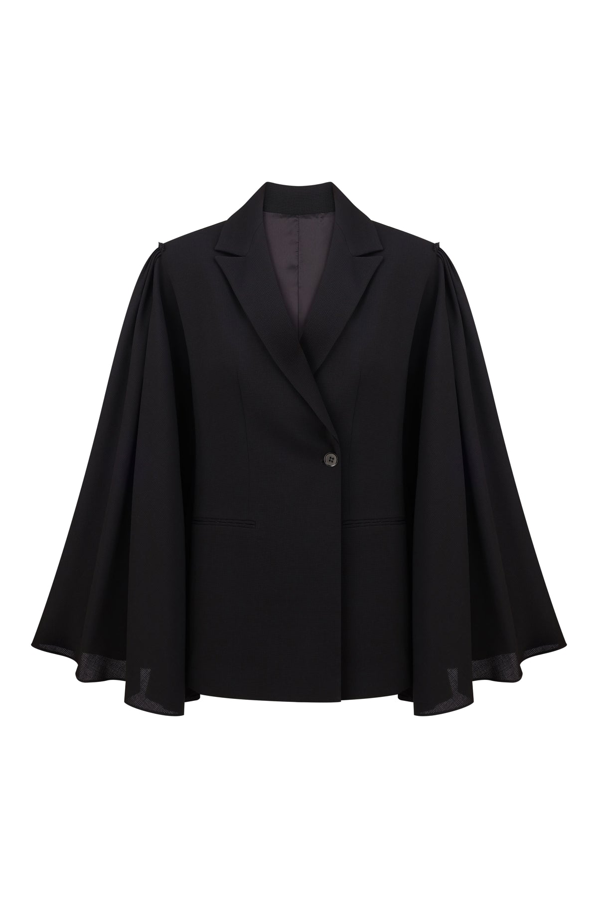 Black fitted poncho jacket