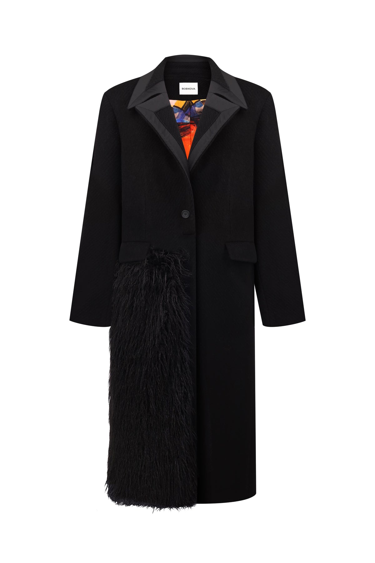 Black coat with removable fur detail