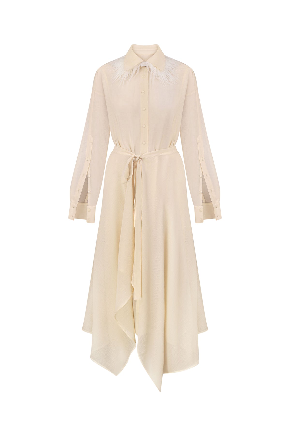 Transparent cream dress with apron