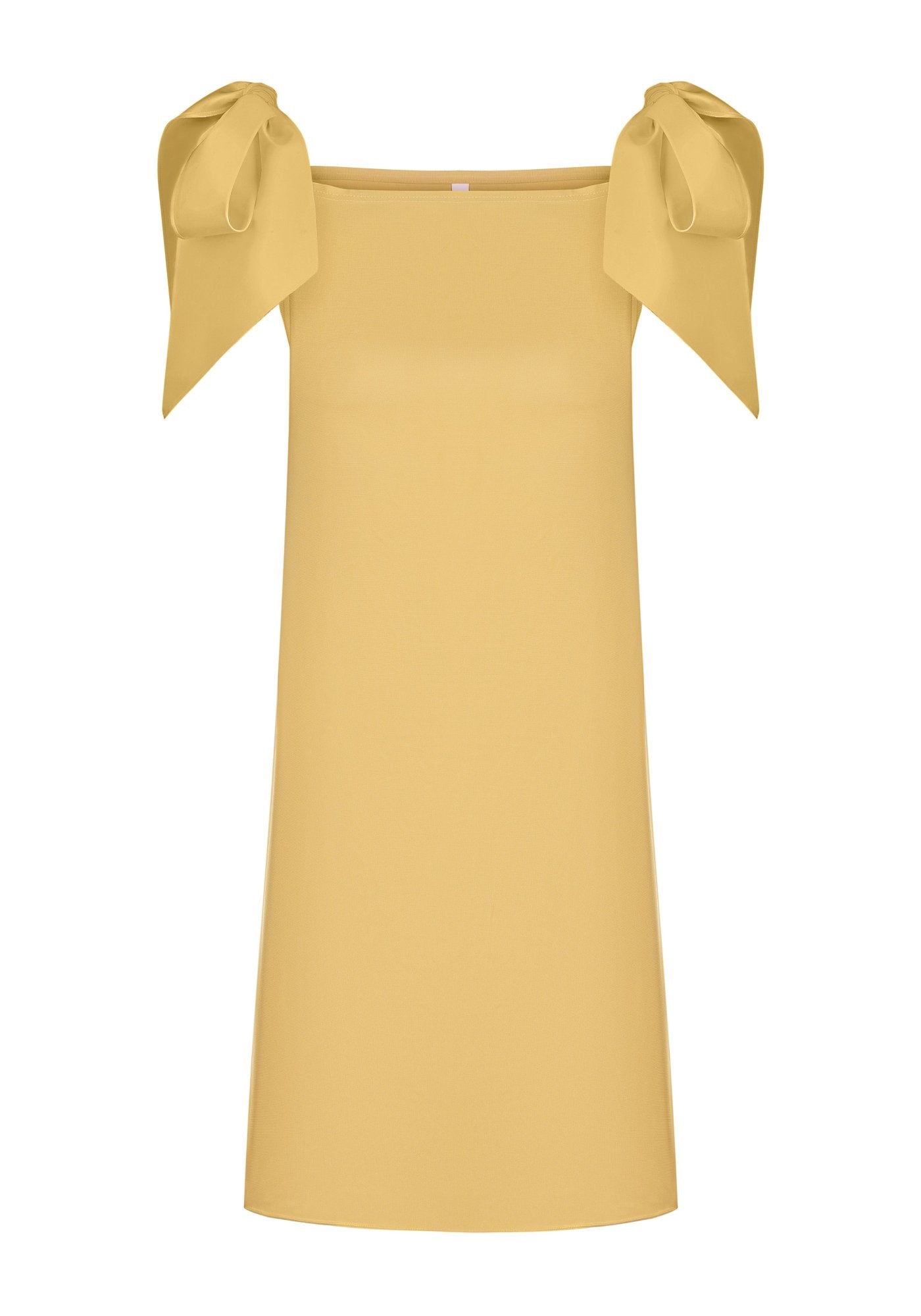 Silk yellow mini-dress with bows