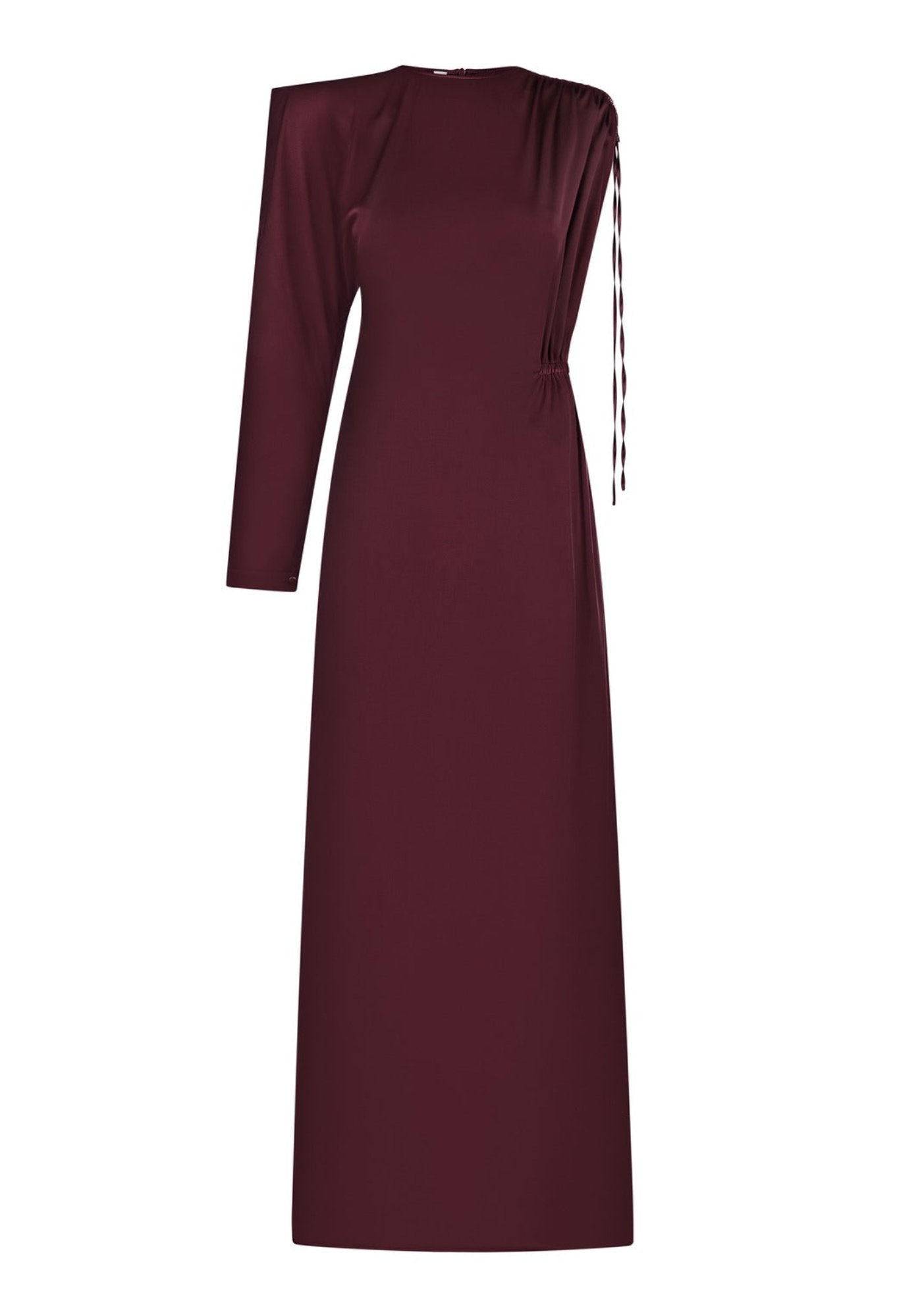 Asymmetric silk blackberry dress