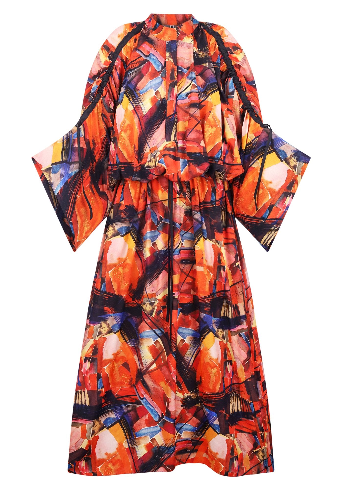 Printed poncho-dress