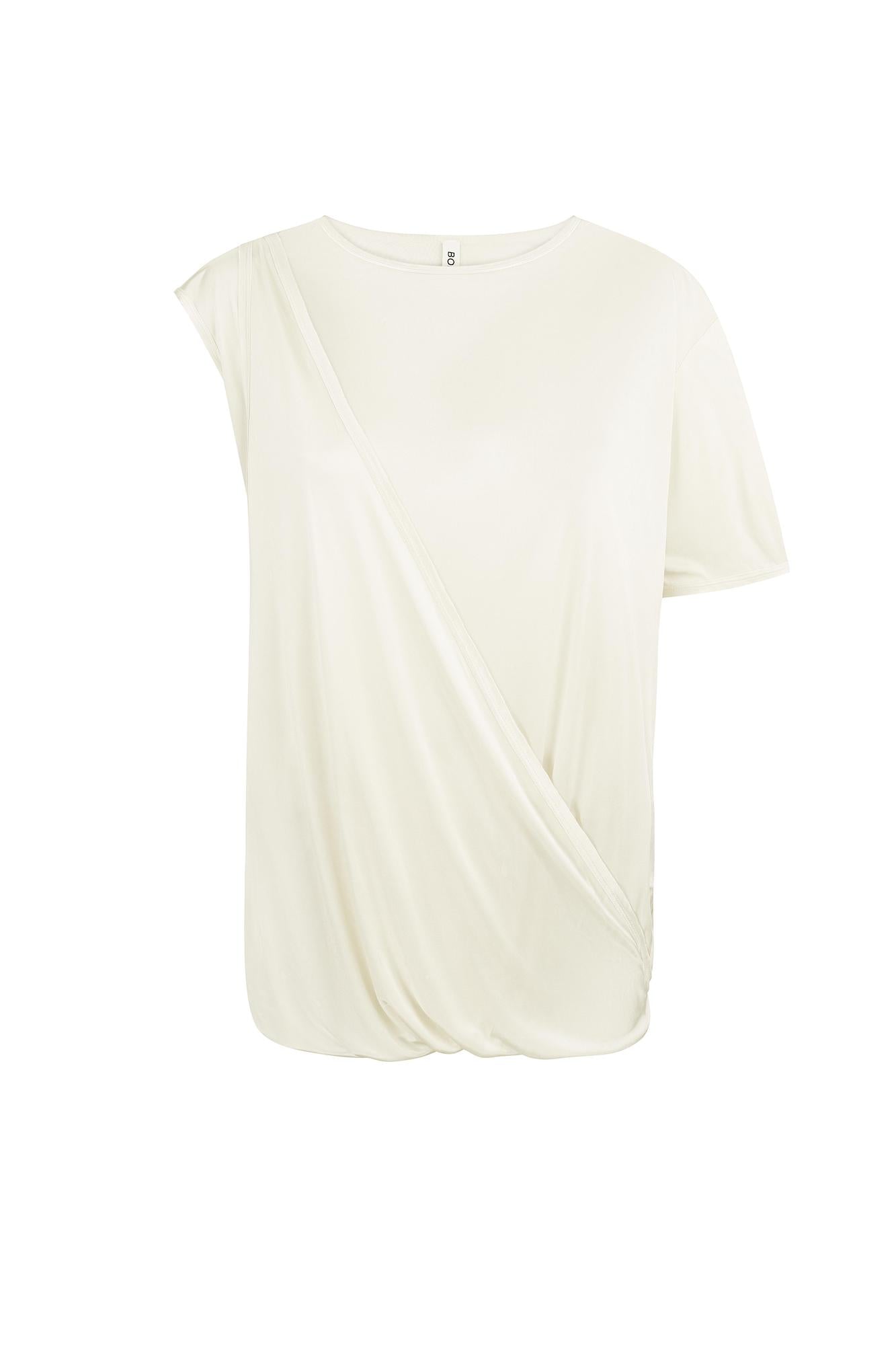 Cream silk transformer top