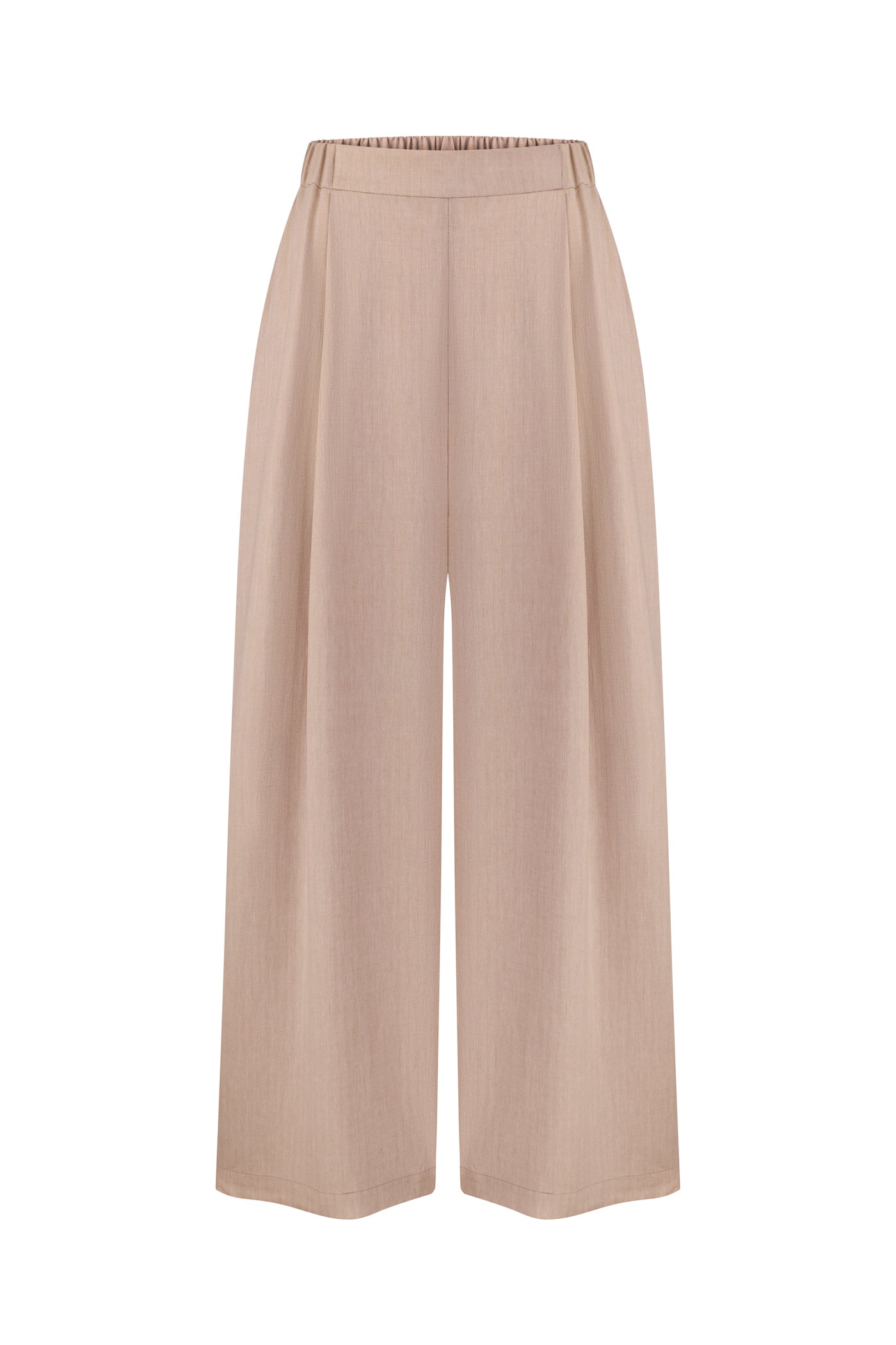 Beige trouser-skirt with apron
