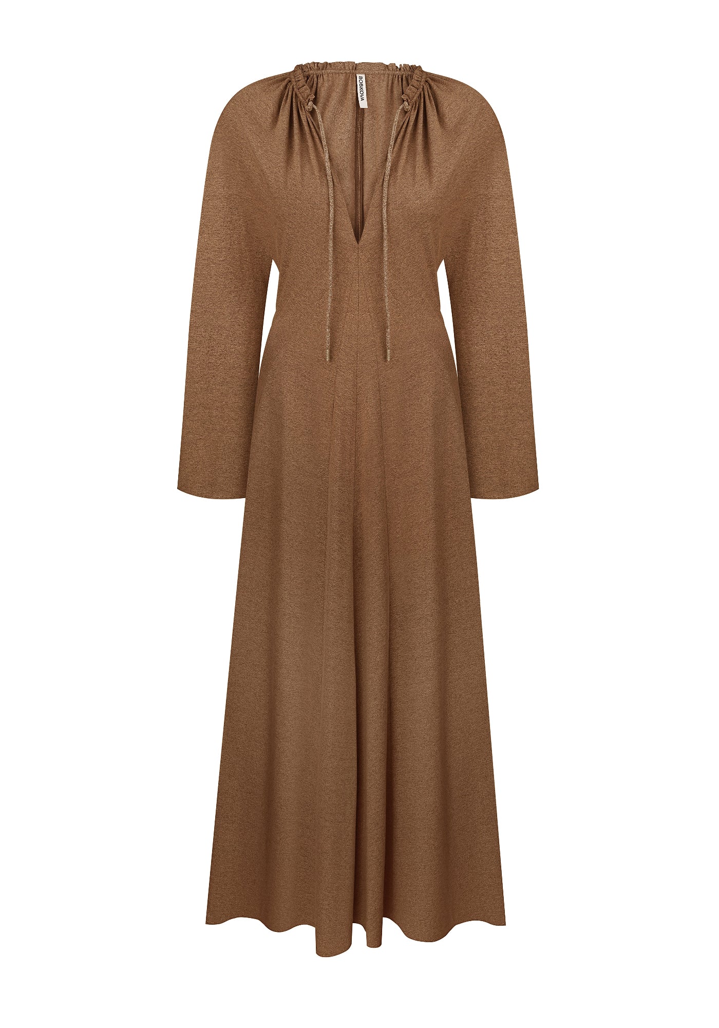 Knitted cappuccino dress with drawstrin