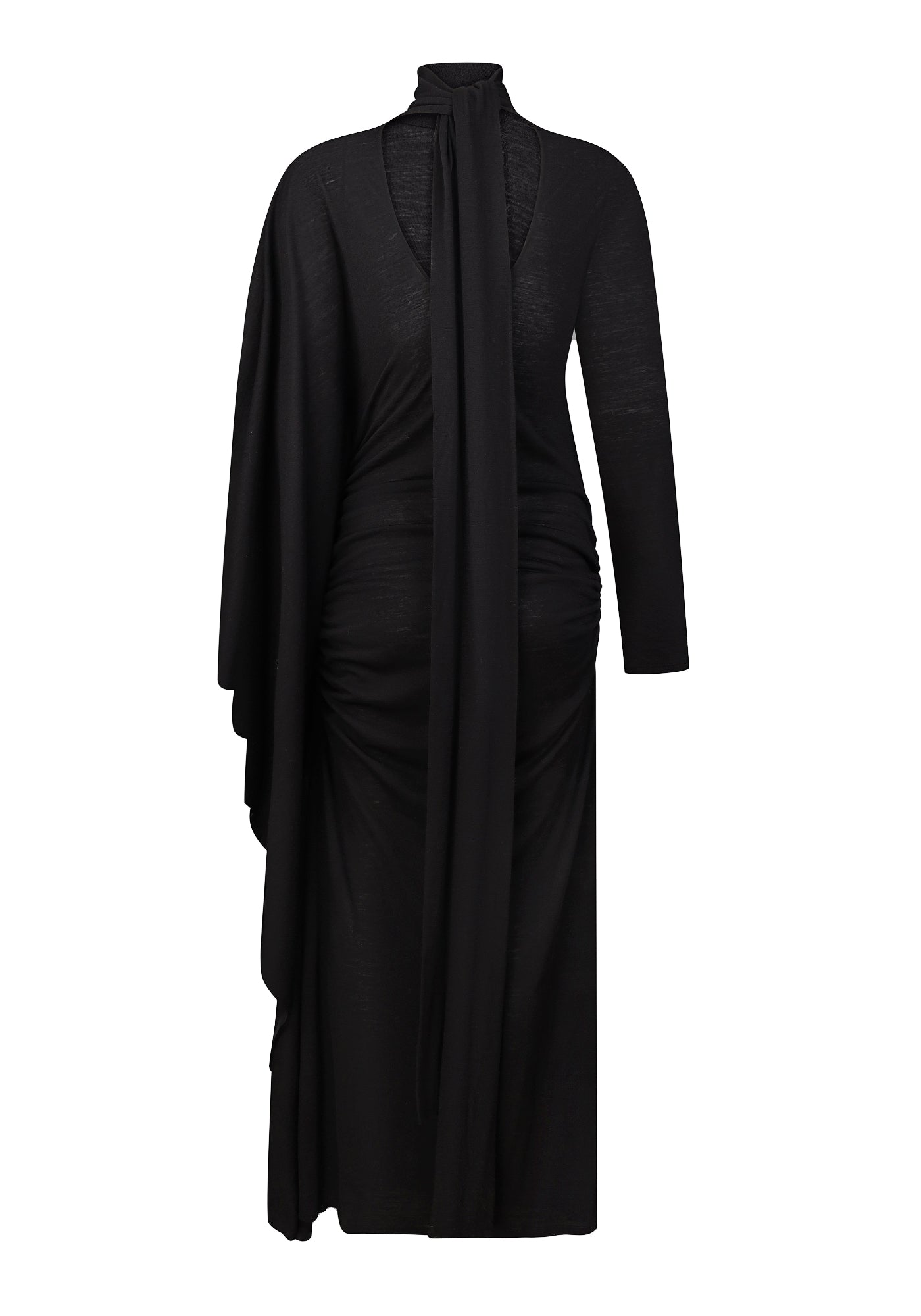 Knitted dress with scarf