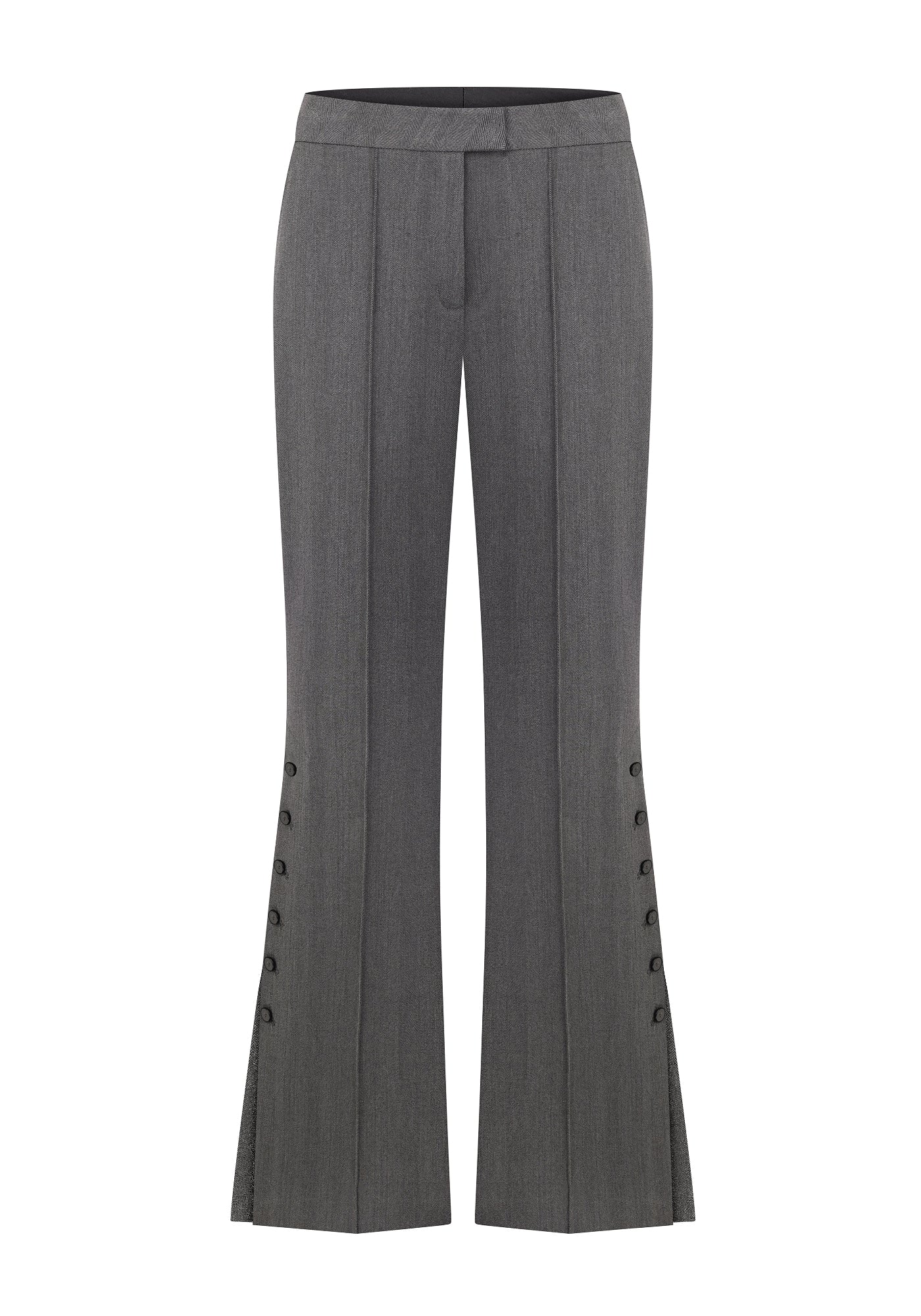 Dark-grey flared pants with slits