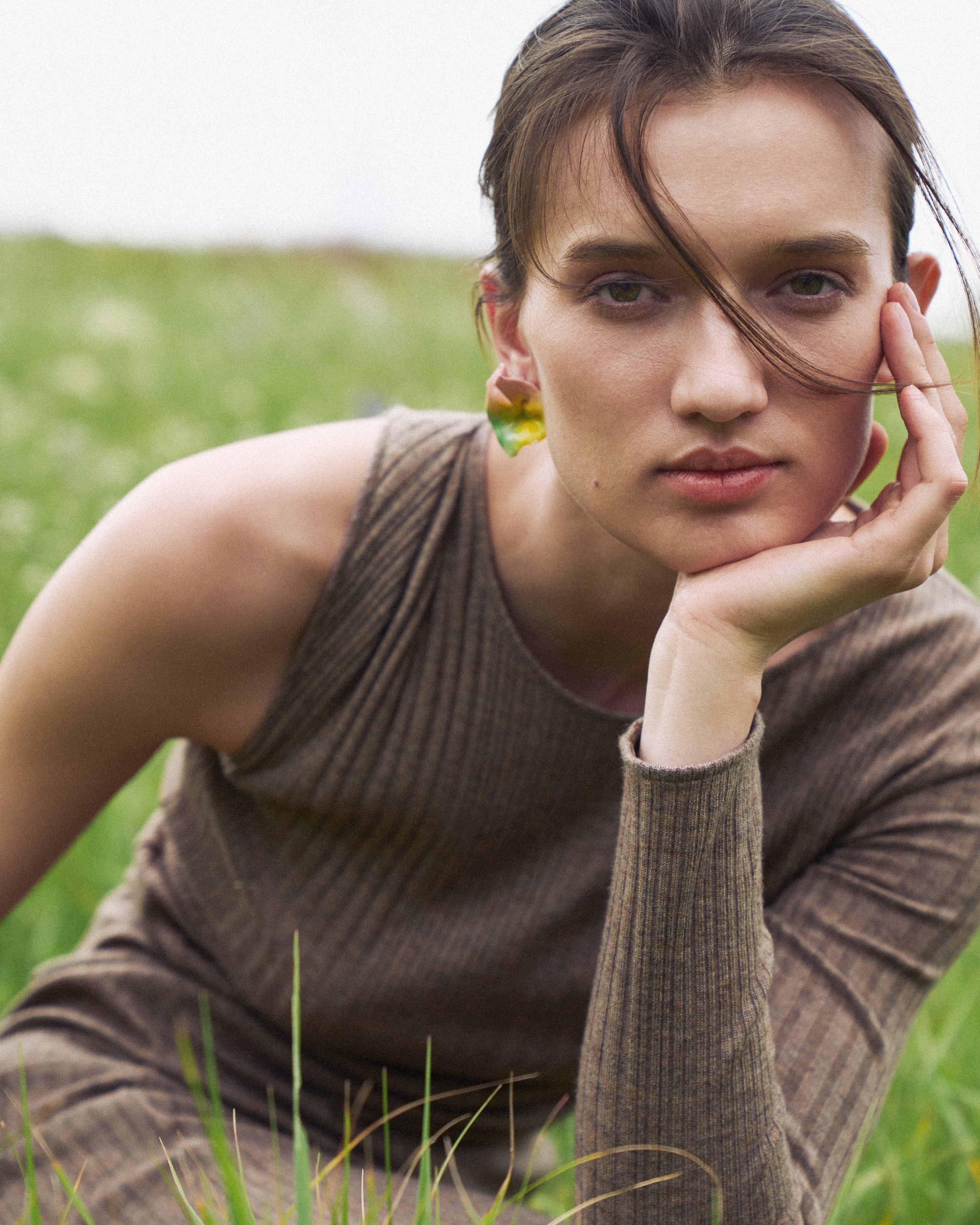 Brown one-shoulder dress