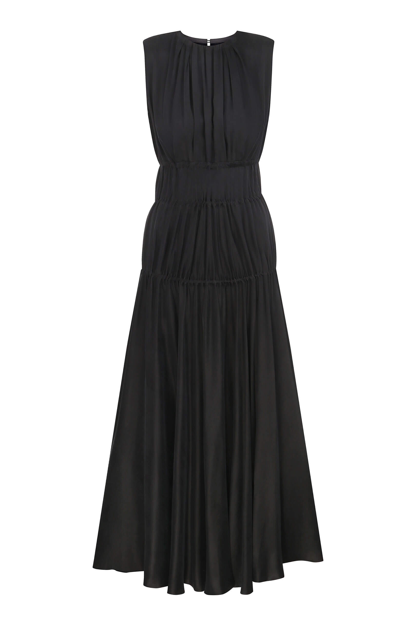 Black maxi dress with gathering