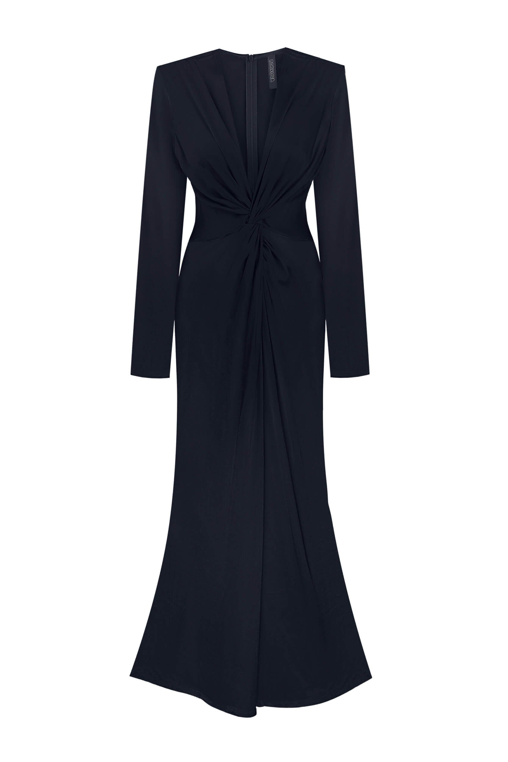 Twisted knot black maxi dress