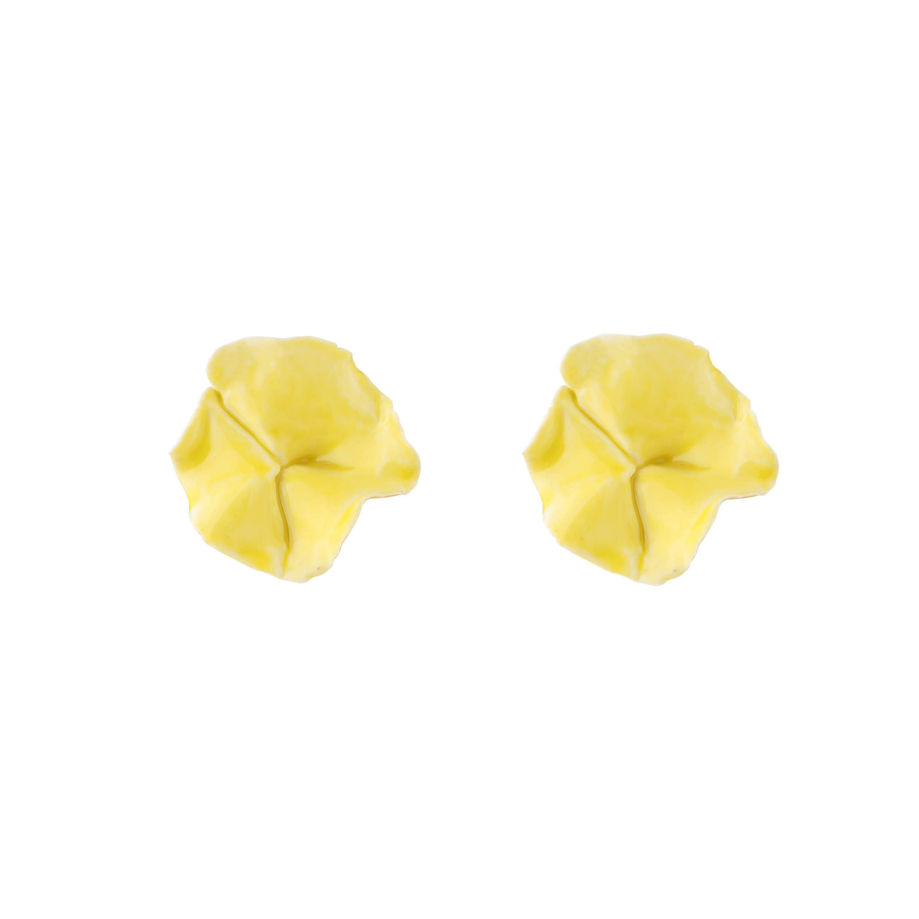 Porcelain mallow mini yellow earrings