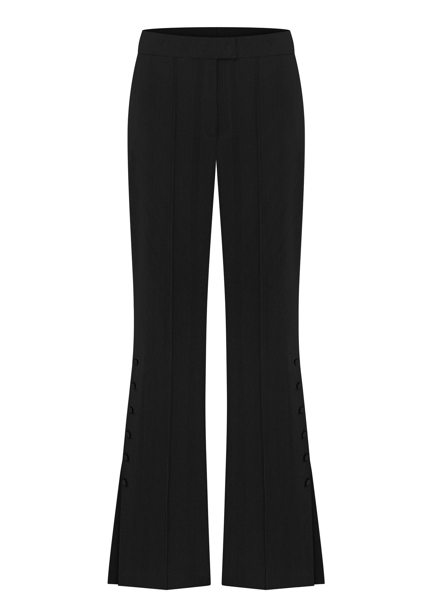Black flared pants with slits